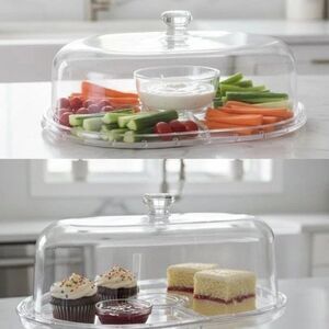 Home Essentials 5-in-1 Acrylic Multi-Function Serving Platter & Cake Dome